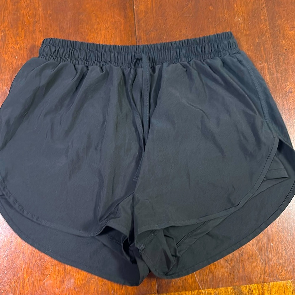 Black athletic shorts with liner
